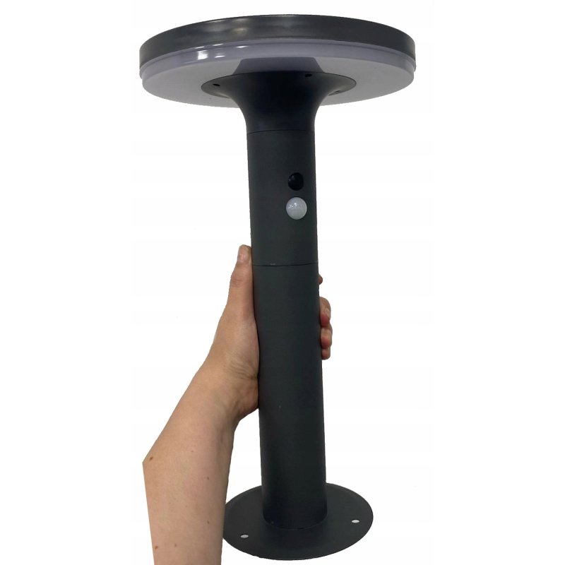 Lampka PREMIUM ogrodowa SOLARNA TALERZ słupek ogrodowy mocny LED NW + PIR