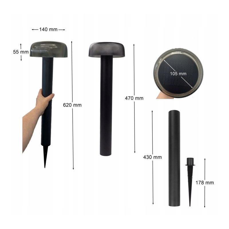 Lampka PREMIUM ogrodowa 2w1 SOLARNA słupek ogrodowy SOLARNY i na USB