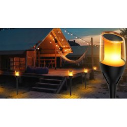 Lampa Solarna LED LATARNIA POCHODNIA WBIJANA Płomień 65cm Mocna PREMIUM