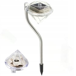 Lampka ogrodowa SOLARNA lampa wbijana DIAMENT LED barwa ZIMNA + RGB