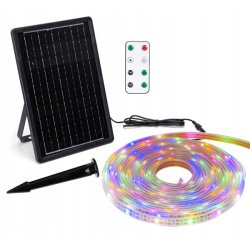 ZESTAW Taśma SOLARNA LED RGB 10mb 100W kolorowa IP65 hermetyczna z pilotem