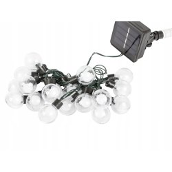 GIRLANDA solarna ciepła Lampki ogrodowe SOLARNE 20LED CIEPŁE Kule 3cm