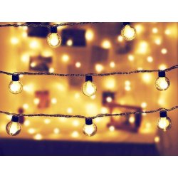 GIRLANDA solarna ciepła Lampki ogrodowe SOLARNE 20LED CIEPŁE Kule 3cm