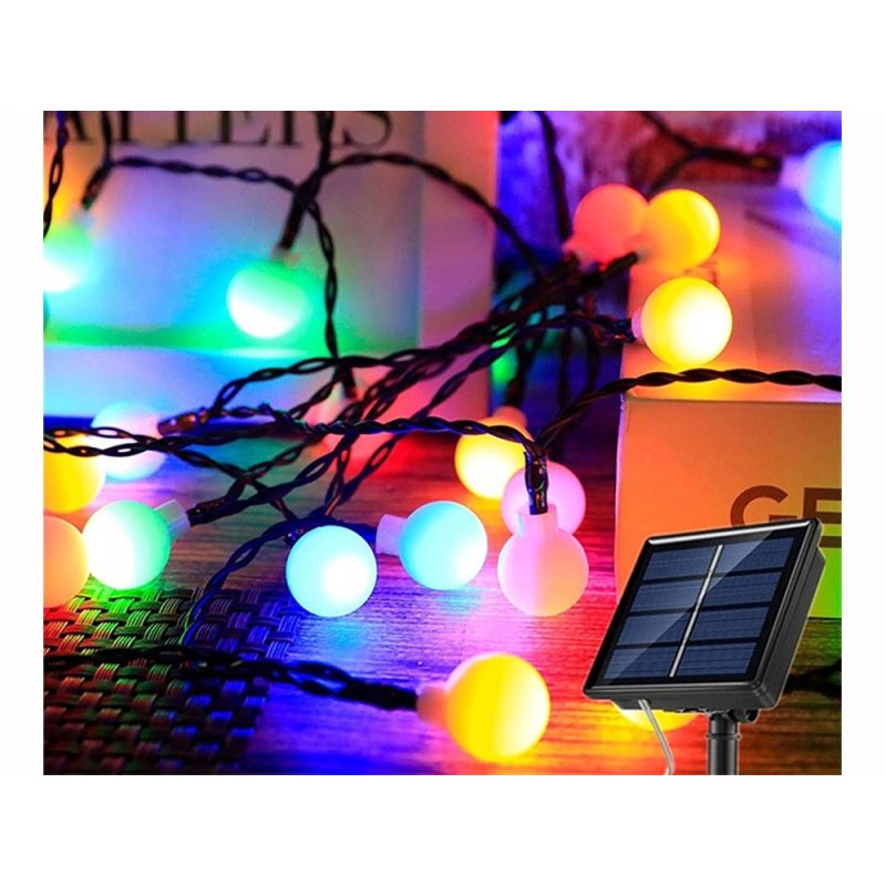 GIRLANDA solarna RGB Lampki ogrodowe SOLARNE 40 LED kulki MULTIKOLOR 5mb
