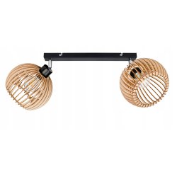 Lampa plafon żyrandol ruchomy sufitowa LOFT klosz kula 36 Drewno na 2x e27