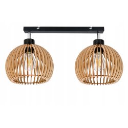 Lampa plafon żyrandol ruchomy sufitowa LOFT klosz kula 36 Drewno na 2x e27