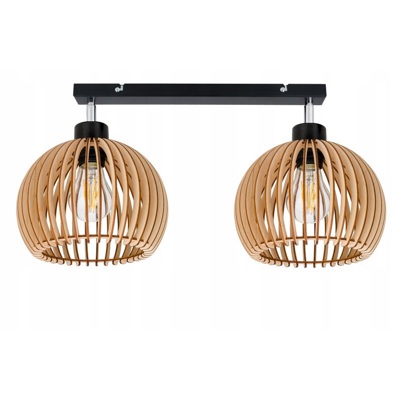 Lampa plafon żyrandol ruchomy sufitowa LOFT klosz kula 36 Drewno na 2x e27
