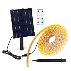ZESTAW Taśma SOLARNA LED barwa CIEPŁA 5mb 50W IP65 hermetyczna z pilotem