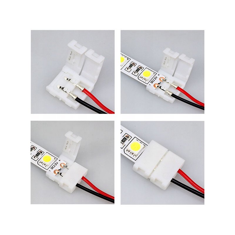 Złączka jednostronna do taśmy LED 10mm - 5050 z kablem na klips