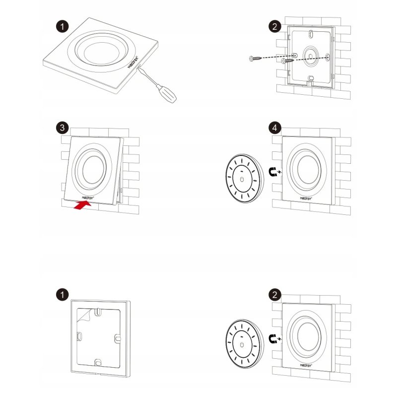 PILOT ścienny PANEL magnetyczny MiLight K3 biały taśm LED MONO CCT Dimmer