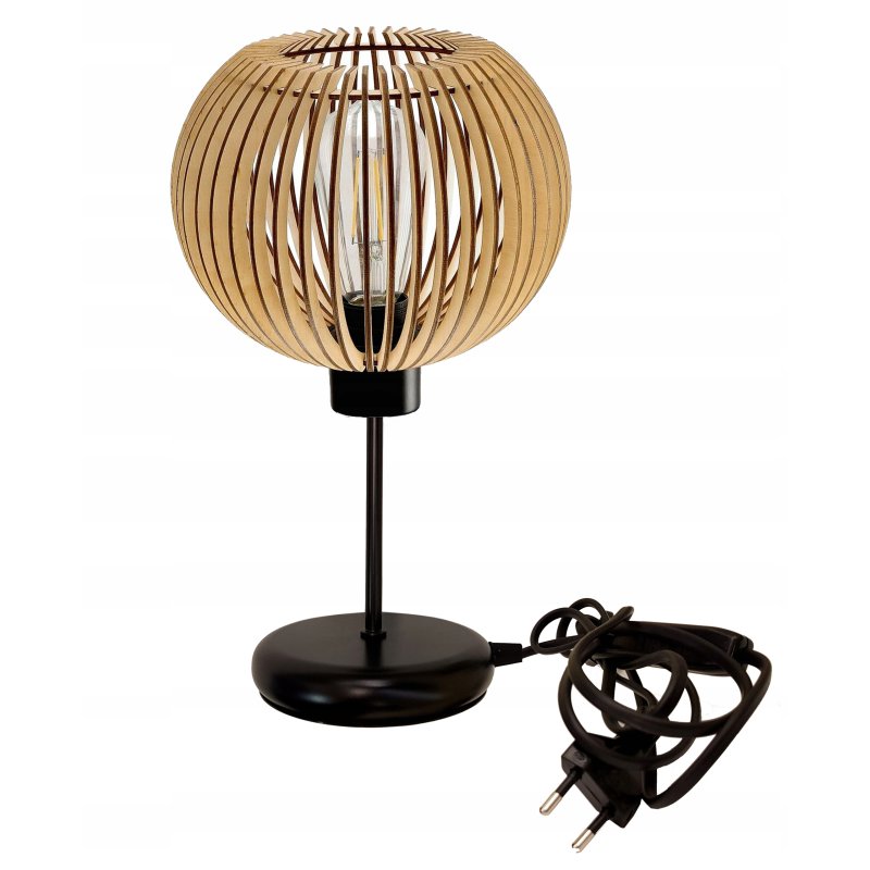 Lampka nocna Lampa stołowa loft na led E27 Drewno