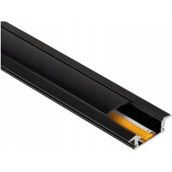Zestaw PROFIL ALUMINIOWY czarny wpuszczany slim eko do taśm LED 2m + KLOSZ