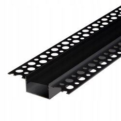 Profil alu czarny LED do karton-gips GK + klosz 2m