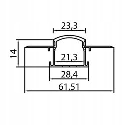 Profil alu czarny LED do karton-gips GK + klosz 2m