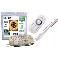 ZESTAW taśma LED 2835 IP20 5M Biała CIEPŁA + DOTYK