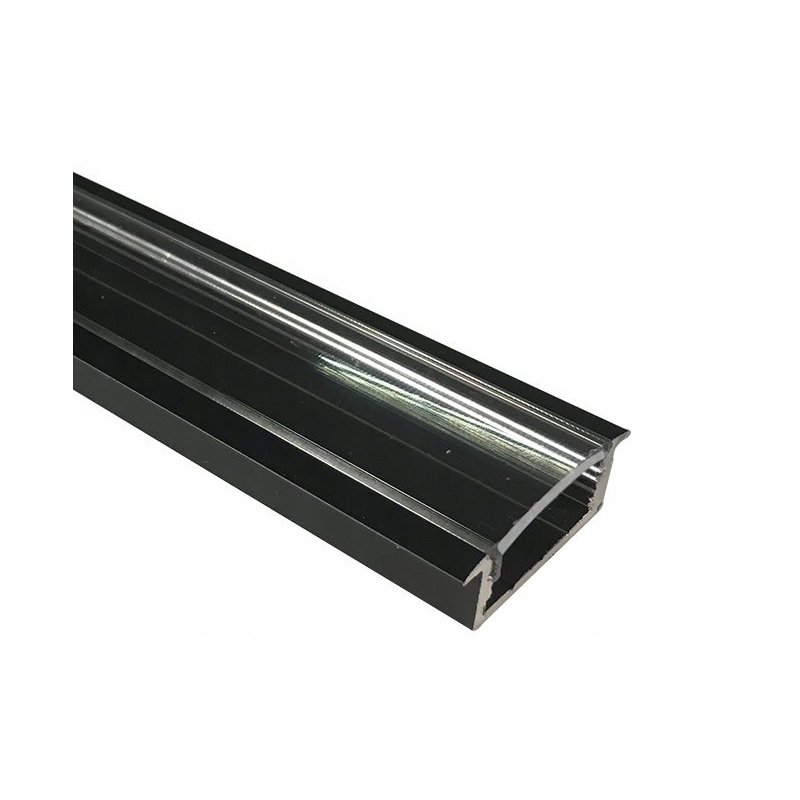 Zestaw PROFIL ALUMINIOWY czarny wpuszczany slim eko do taśm LED 2m + KLOSZ