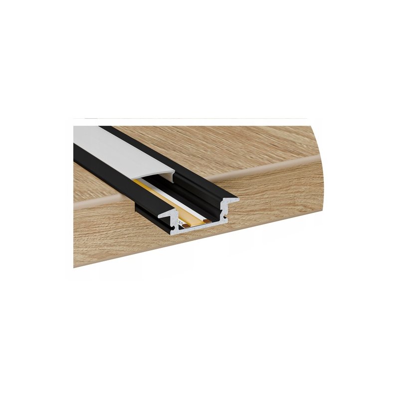 Zestaw PROFIL ALUMINIOWY czarny wpuszczany slim eko do taśm LED 2m + KLOSZ