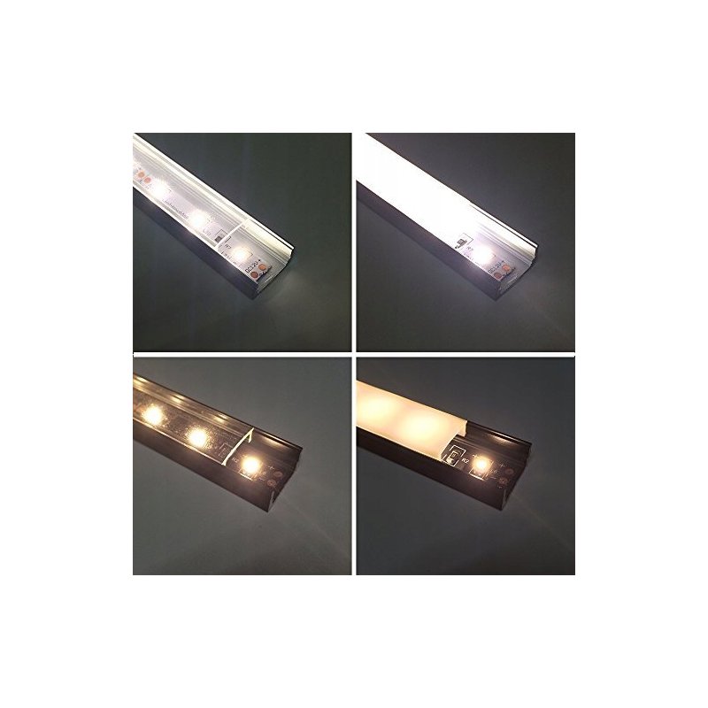Zestaw PROFIL ALUMINIOWY czarny wpuszczany slim eko do taśm LED 2m + KLOSZ