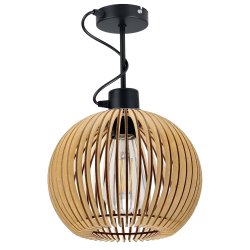 Lampa wisząca stała żyrandol sufit klosz drewno 1