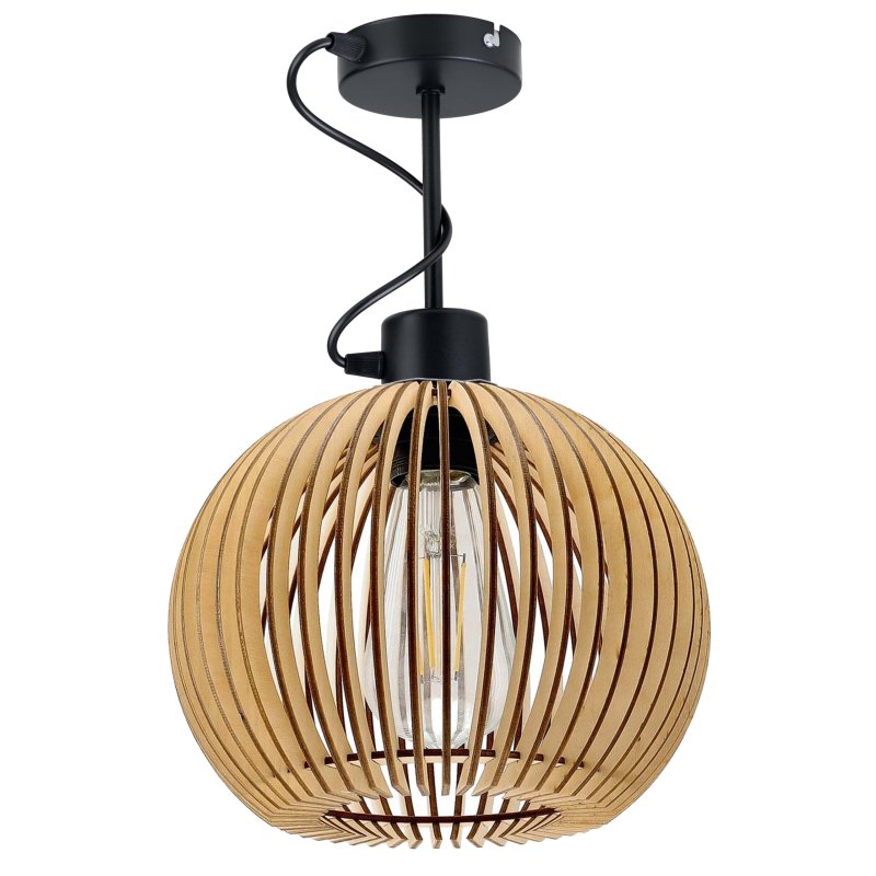 Lampa wisząca stała żyrandol sufit klosz drewno 1