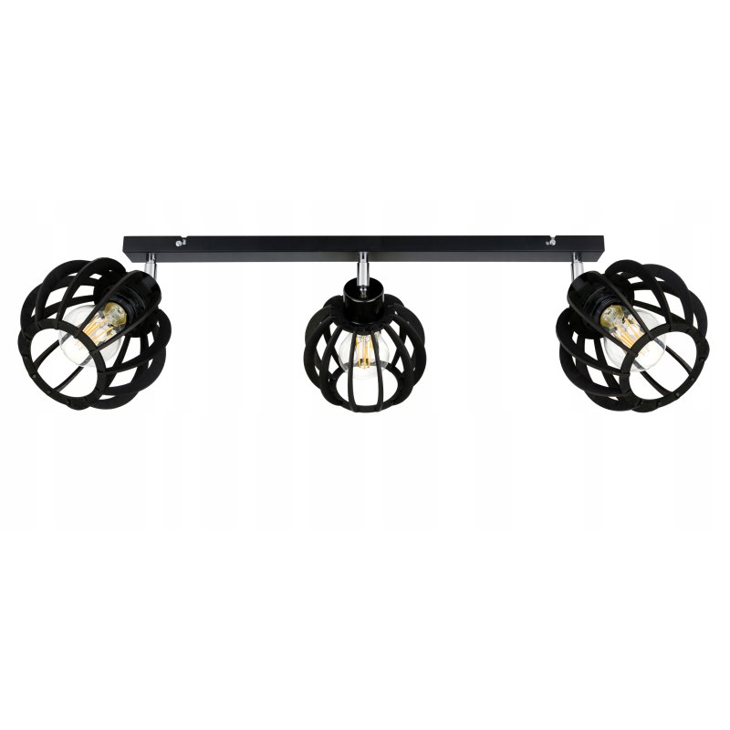 LAMPA SUFITOWA WISZĄCA PLAFON ŻYRANDOL CZARNY LOFT KLOSZ DREWNO NA 3x E27
