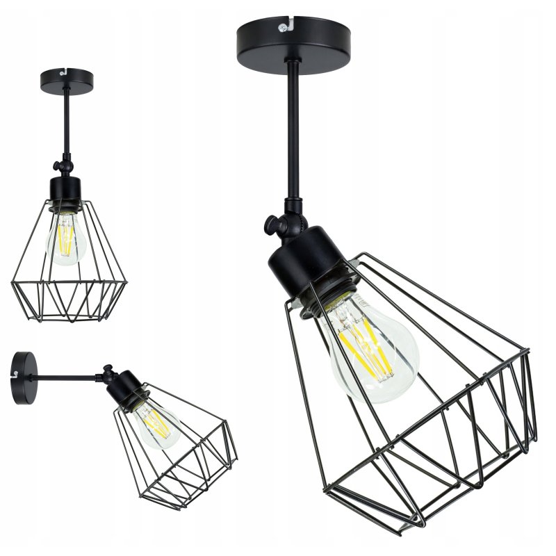 LAMPA KINKIET ŚCIENNY regulowany loft BRYLANT drut