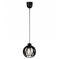LAMPA ZWIS SUFITOWA WISZĄCA ŻYRANDOL CZARNY LOFT KLOSZ DREWNO CZARNE NA E27