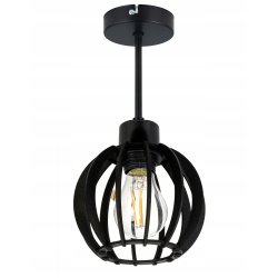 LAMPA STAŁA SUFITOWA PLAFON ŻYRANDOL CZARNY LOFT KLOSZ DREWNO CZARNE NA E27