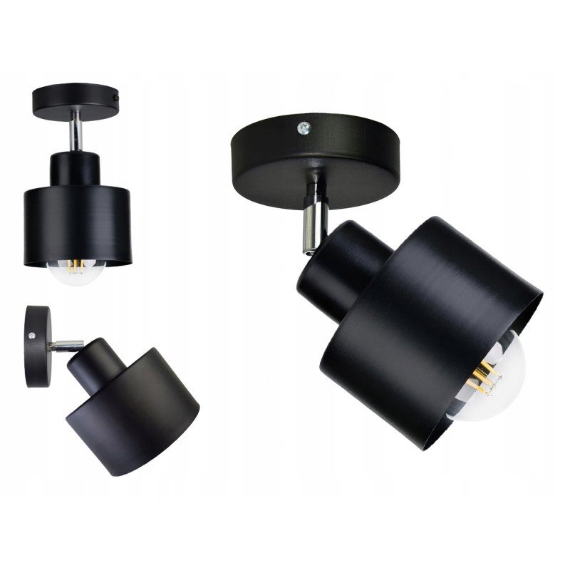 LAMPA KINKIET ŚCIENNY regulowany loft KUBEK czarny