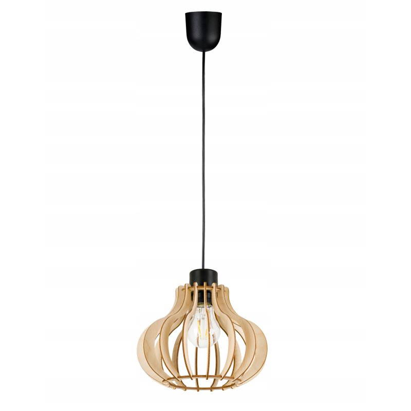 LAMPA sufitowa wisząca zwis Loft Drewno na 1x E27