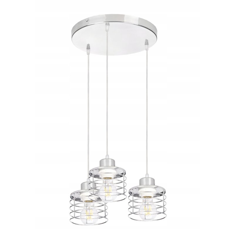 PODSTAWA BAZA LAMPA SUFITOWA WISZĄCA ZWIS CHROM METAL NA 3X E27 POD KLOSZ