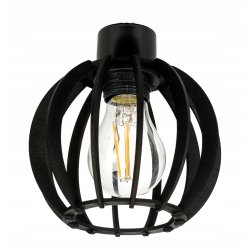 LAMPA ZWIS SUFITOWA WISZĄCA ŻYRANDOL CZARNY LOFT KLOSZ DREWNO CZARNE 2x E27