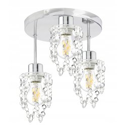 PODSTAWA BAZA LAMPA SUFITOWA PLAFON WYSOKI STAŁY CHROM METAL 3 E27 NA KLOSZ