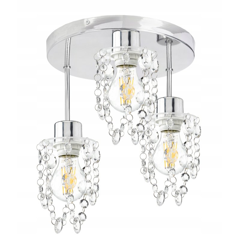 PODSTAWA BAZA LAMPA SUFITOWA PLAFON WYSOKI STAŁY CHROM METAL 3 E27 NA KLOSZ