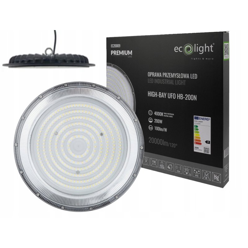 Lampa przemysłowa High Bay UFO LED 200W IP65 barwa biała NEUTRALNA