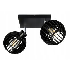 Lampa czarna plafon żyrandol sufitowa ruchoma loft Drewno kulka 2