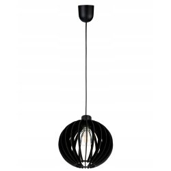 Lampa wisząca zwis żyrandol sufitowa LOFT klosz kula Drewno czarne 1x E27