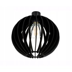 Lampa wisząca zwis żyrandol sufitowa LOFT klosz kula Drewno czarne 1x E27