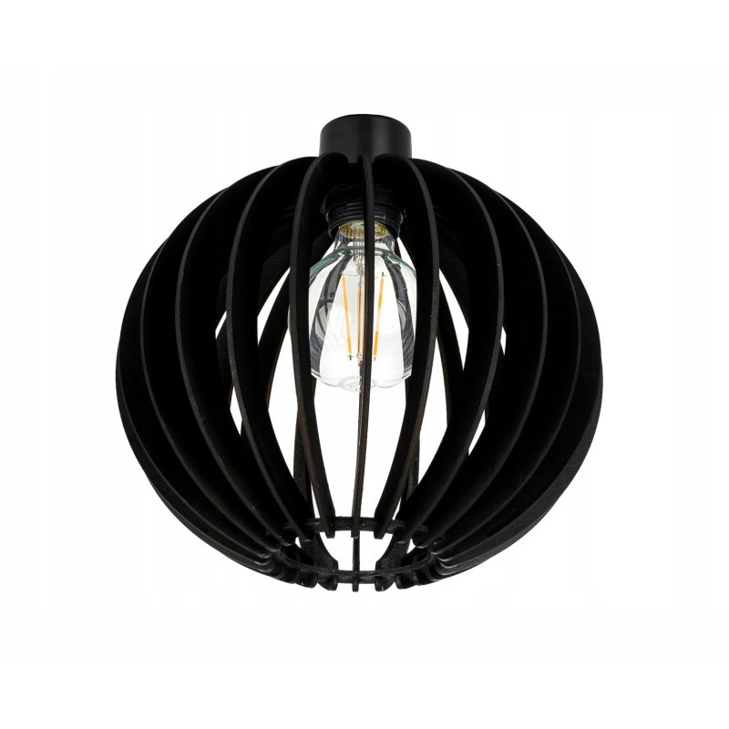 Lampa wisząca zwis żyrandol sufitowa LOFT klosz kula Drewno czarne 1x E27