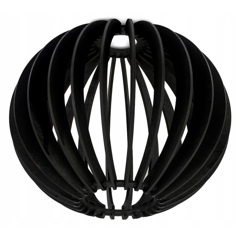 Lampa wisząca zwis żyrandol sufitowa LOFT klosz kula Drewno czarne 1x E27