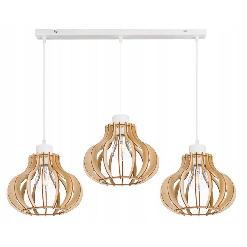 LAMPA sufitowa wisząca zwis Loft Drewno na 3x E27