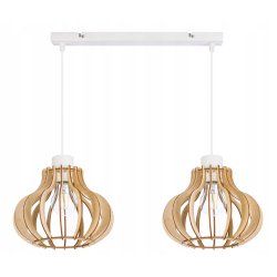 LAMPA sufitowa wisząca zwis Loft Drewno na 2x E27