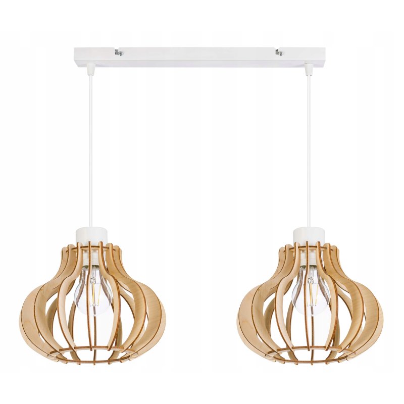 LAMPA sufitowa wisząca zwis Loft Drewno na 2x E27