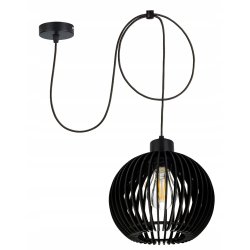 LAMPA sufitowa wisząca CZARNA zwis Loft na 1x E27 pająk Drewno CZARNE