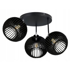 LAMPA SUFITOWA PLAFON RUCHOMY ŻYRANDOL LOFT klosz CZARNY DREWNO na 3x E27