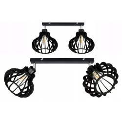 LAMPA SUFITOWA PLAFON RUCHOMY ŻYRANDOL LOFT klosz CZARNY DREWNO na 2x E27