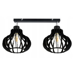 LAMPA SUFITOWA PLAFON RUCHOMY ŻYRANDOL LOFT klosz CZARNY DREWNO na 2x E27