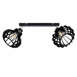 LAMPA SUFITOWA PLAFON RUCHOMY ŻYRANDOL LOFT klosz CZARNY DREWNO na 2x E27