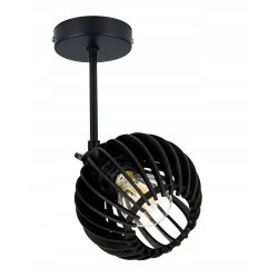 Lampa kinkiet E27 ścienny czarny ruchomy loft kula drewno czarna