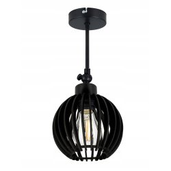 Lampa kinkiet E27 ścienny czarny ruchomy loft kula drewno czarna